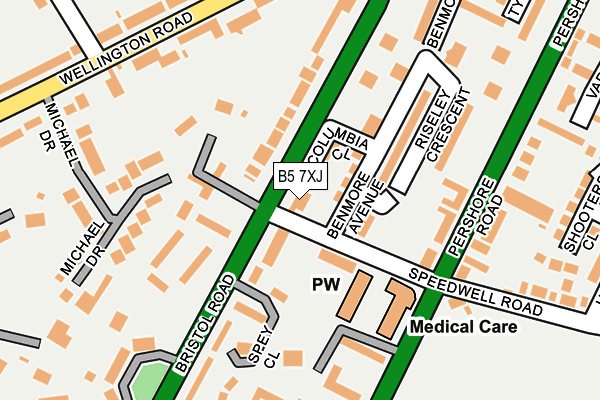 B5 7XJ map - OS OpenMap – Local (Ordnance Survey)