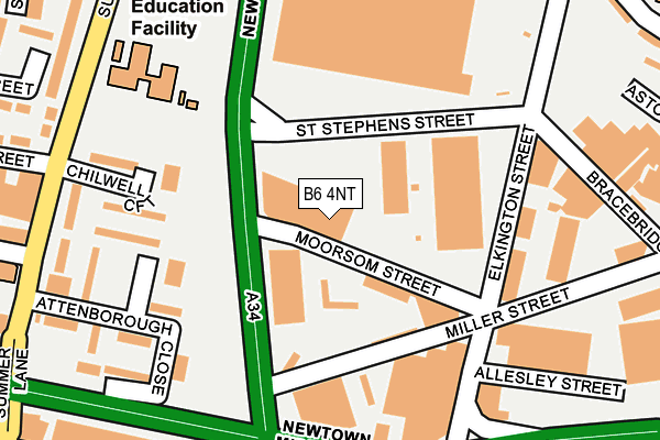 B6 4NT map - OS OpenMap – Local (Ordnance Survey)