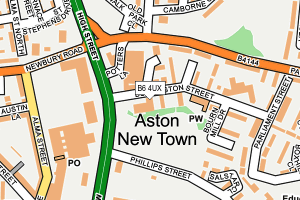 B6 4UX map - OS OpenMap – Local (Ordnance Survey)