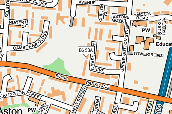B6 5BA map - OS OpenMap – Local (Ordnance Survey)