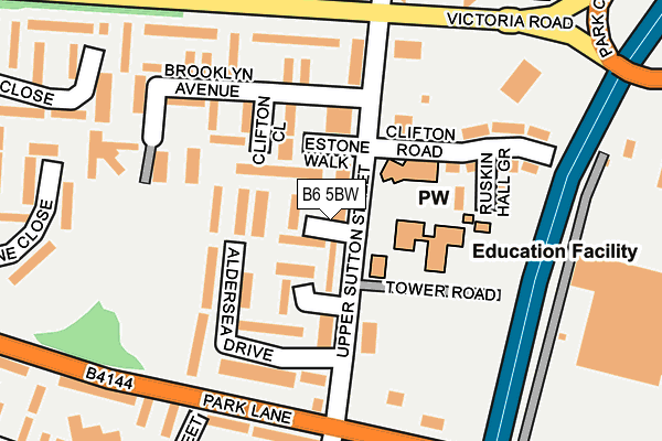 B6 5BW map - OS OpenMap – Local (Ordnance Survey)