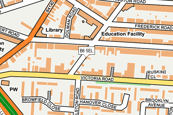 B6 5EL map - OS OpenMap – Local (Ordnance Survey)
