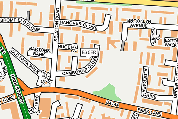 B6 5ER map - OS OpenMap – Local (Ordnance Survey)