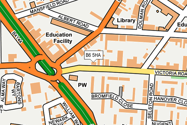 B6 5HA map - OS OpenMap – Local (Ordnance Survey)