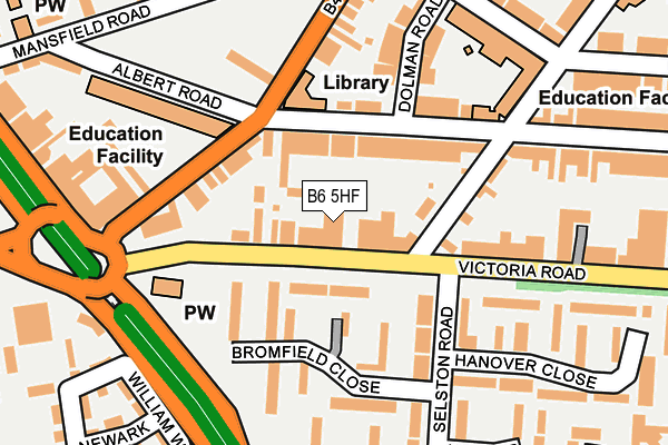 B6 5HF map - OS OpenMap – Local (Ordnance Survey)