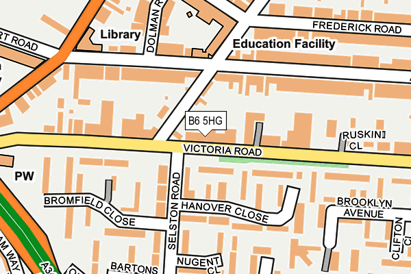 B6 5HG map - OS OpenMap – Local (Ordnance Survey)