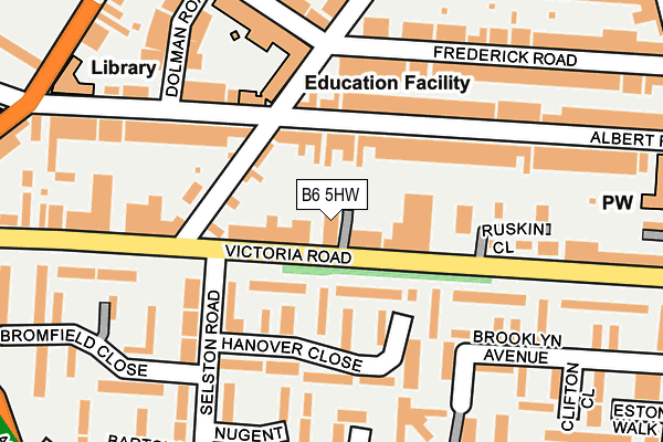B6 5HW map - OS OpenMap – Local (Ordnance Survey)