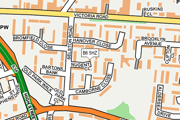B6 5HZ map - OS OpenMap – Local (Ordnance Survey)