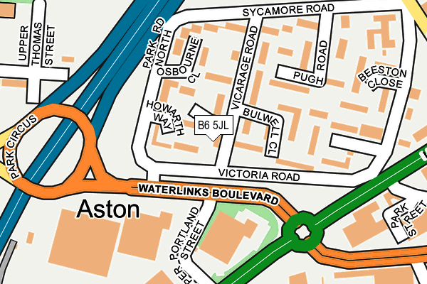 B6 5JL map - OS OpenMap – Local (Ordnance Survey)