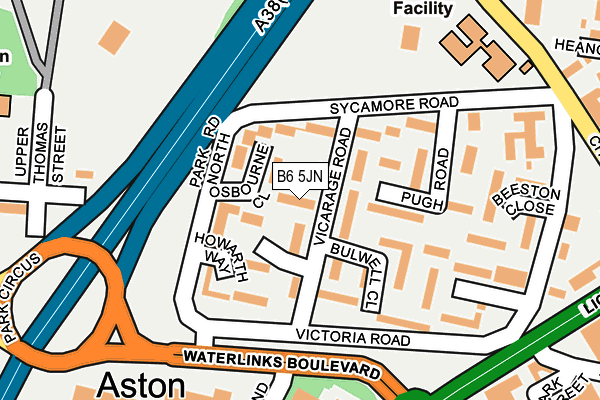 B6 5JN map - OS OpenMap – Local (Ordnance Survey)