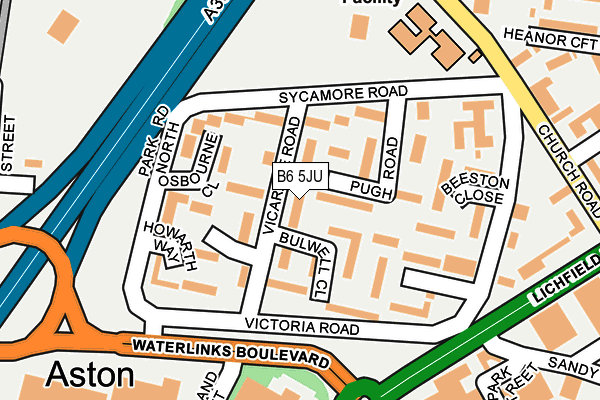 B6 5JU map - OS OpenMap – Local (Ordnance Survey)