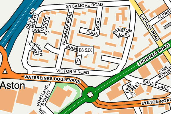 B6 5JX map - OS OpenMap – Local (Ordnance Survey)