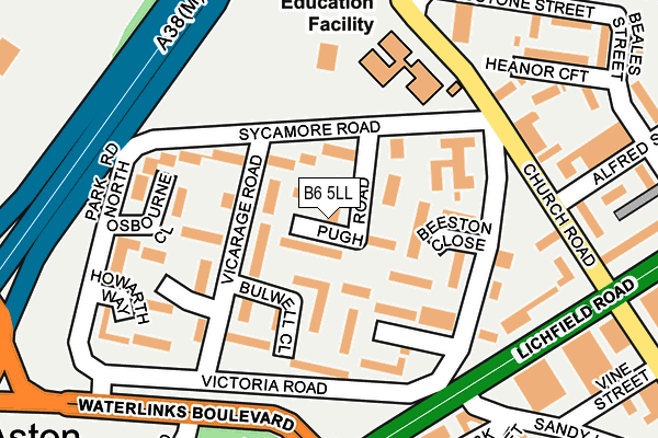 B6 5LL map - OS OpenMap – Local (Ordnance Survey)