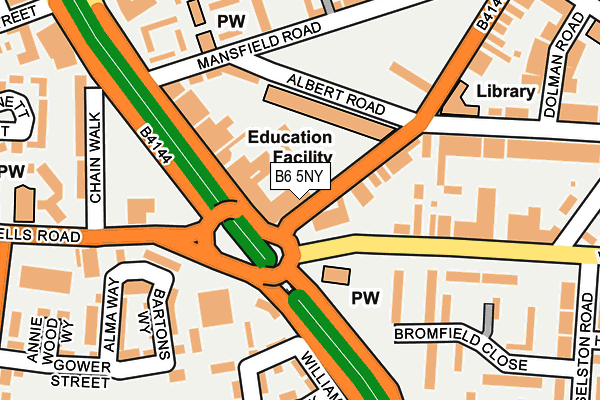 B6 5NY map - OS OpenMap – Local (Ordnance Survey)
