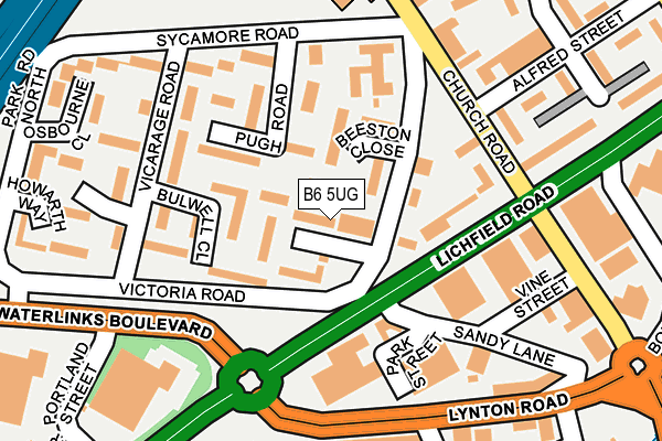 B6 5UG map - OS OpenMap – Local (Ordnance Survey)