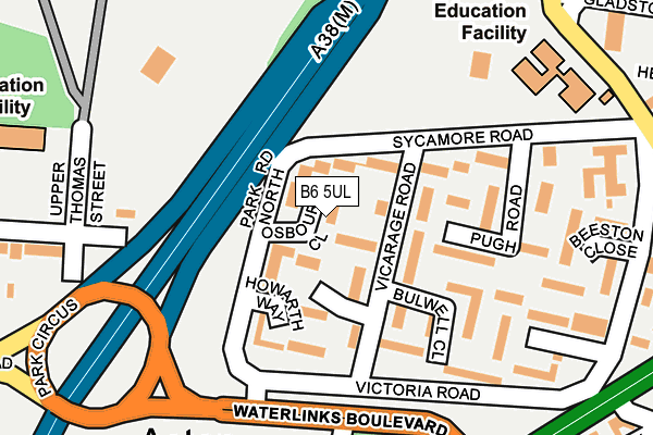 B6 5UL map - OS OpenMap – Local (Ordnance Survey)