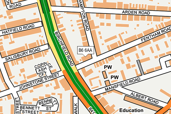 B6 6AA map - OS OpenMap – Local (Ordnance Survey)