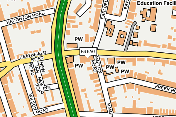 B6 6AG map - OS OpenMap – Local (Ordnance Survey)