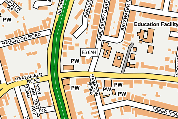 B6 6AH map - OS OpenMap – Local (Ordnance Survey)