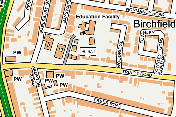 B6 6AJ map - OS OpenMap – Local (Ordnance Survey)