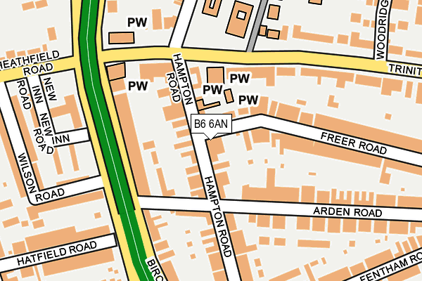 B6 6AN map - OS OpenMap – Local (Ordnance Survey)