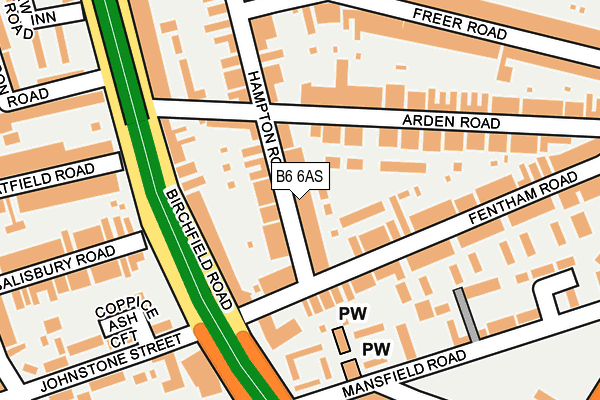 B6 6AS map - OS OpenMap – Local (Ordnance Survey)