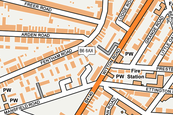 B6 6AX map - OS OpenMap – Local (Ordnance Survey)