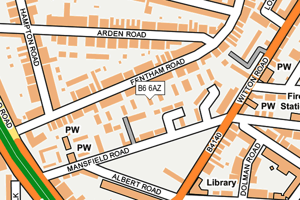 B6 6AZ map - OS OpenMap – Local (Ordnance Survey)