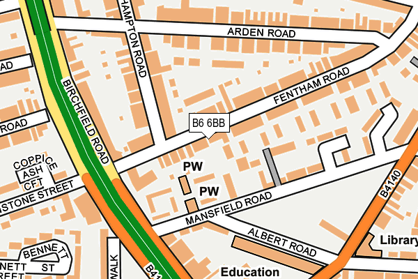 B6 6BB map - OS OpenMap – Local (Ordnance Survey)