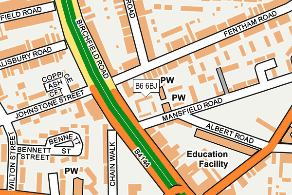 B6 6BJ map - OS OpenMap – Local (Ordnance Survey)