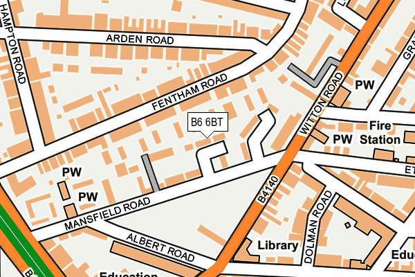 B6 6BT map - OS OpenMap – Local (Ordnance Survey)