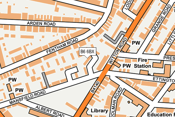 B6 6BX map - OS OpenMap – Local (Ordnance Survey)