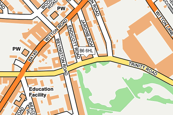 B6 6HL map - OS OpenMap – Local (Ordnance Survey)