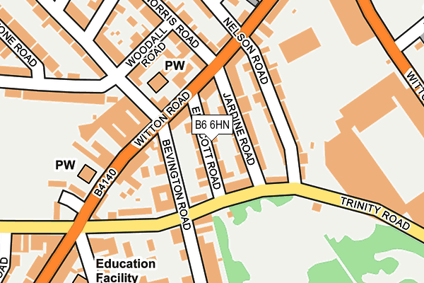 B6 6HN map - OS OpenMap – Local (Ordnance Survey)