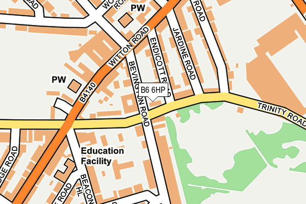 B6 6HP map - OS OpenMap – Local (Ordnance Survey)