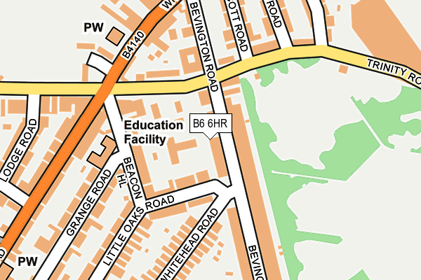 B6 6HR map - OS OpenMap – Local (Ordnance Survey)