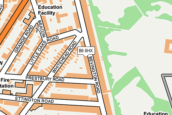 B6 6HX map - OS OpenMap – Local (Ordnance Survey)