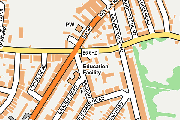 B6 6HZ map - OS OpenMap – Local (Ordnance Survey)