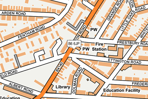 B6 6JP map - OS OpenMap – Local (Ordnance Survey)