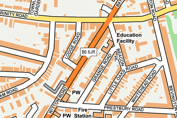 B6 6JR map - OS OpenMap – Local (Ordnance Survey)