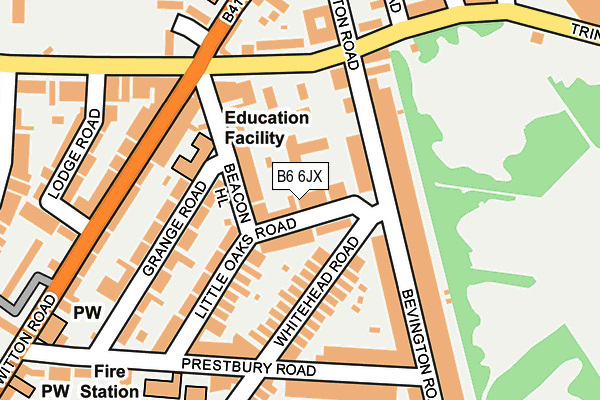 B6 6JX map - OS OpenMap – Local (Ordnance Survey)