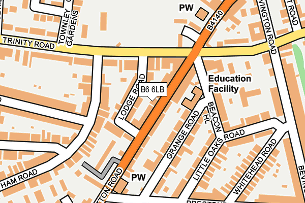 B6 6LB map - OS OpenMap – Local (Ordnance Survey)