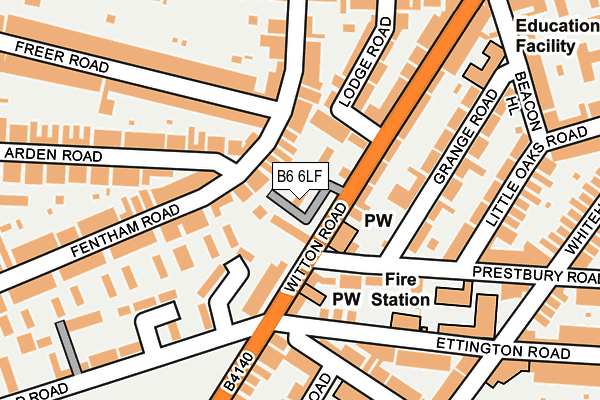 B6 6LF map - OS OpenMap – Local (Ordnance Survey)