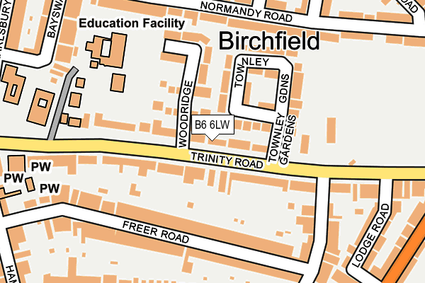 B6 6LW map - OS OpenMap – Local (Ordnance Survey)