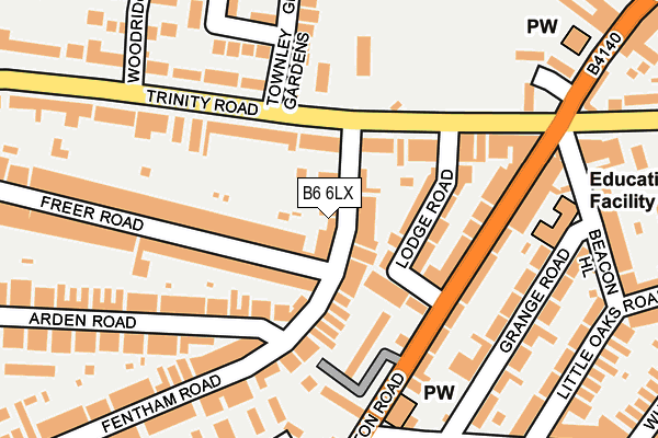 B6 6LX map - OS OpenMap – Local (Ordnance Survey)