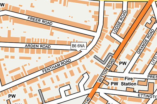 B6 6NA map - OS OpenMap – Local (Ordnance Survey)