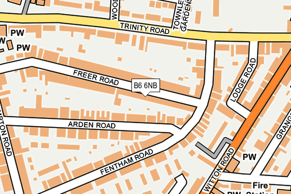 B6 6NB map - OS OpenMap – Local (Ordnance Survey)