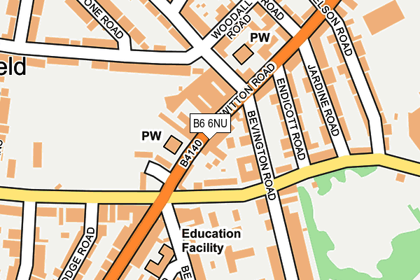 B6 6NU map - OS OpenMap – Local (Ordnance Survey)