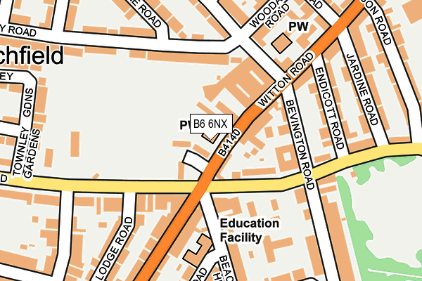 B6 6NX map - OS OpenMap – Local (Ordnance Survey)
