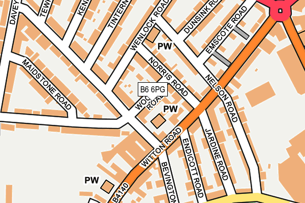 B6 6PG map - OS OpenMap – Local (Ordnance Survey)